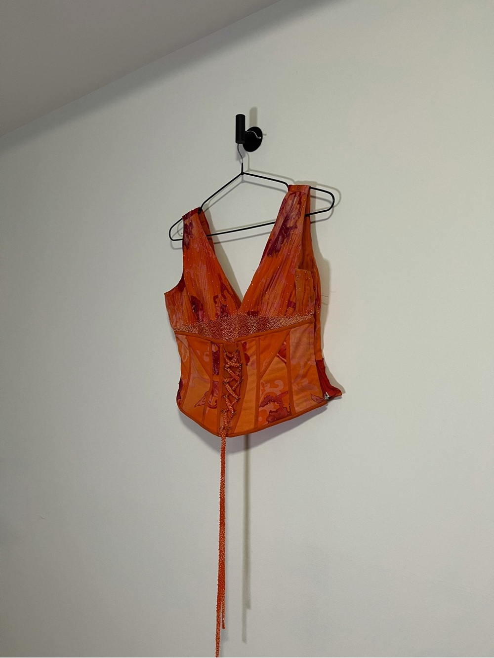 vintage orange beaded corset